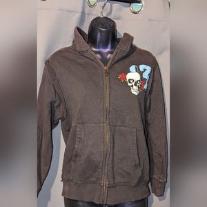 Y2K Zip Up Distressed Seams